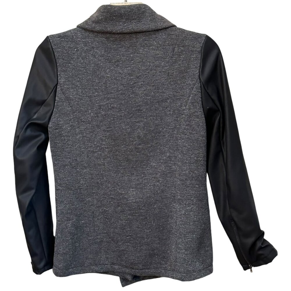 Fabletics Milano Coat Faux Leather Sleeve Size Large‎ Black Winter Lightweight - Picture 4 of 10